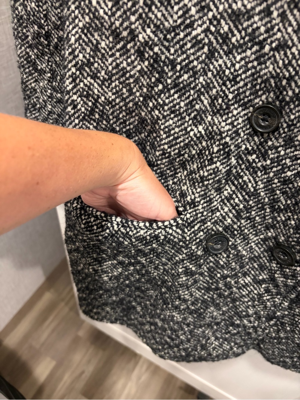 Abercrombie & Fitch Herringbone Wool Blend Peacoat Blazer Coat XS - Picture 5 of 10